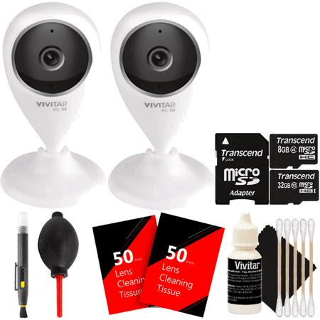 112 Accessory Kit - Two Vivitar IPC-112 Wi-Fi Security Surveillance Capture Cameras with Deluxe Accessory Kit
