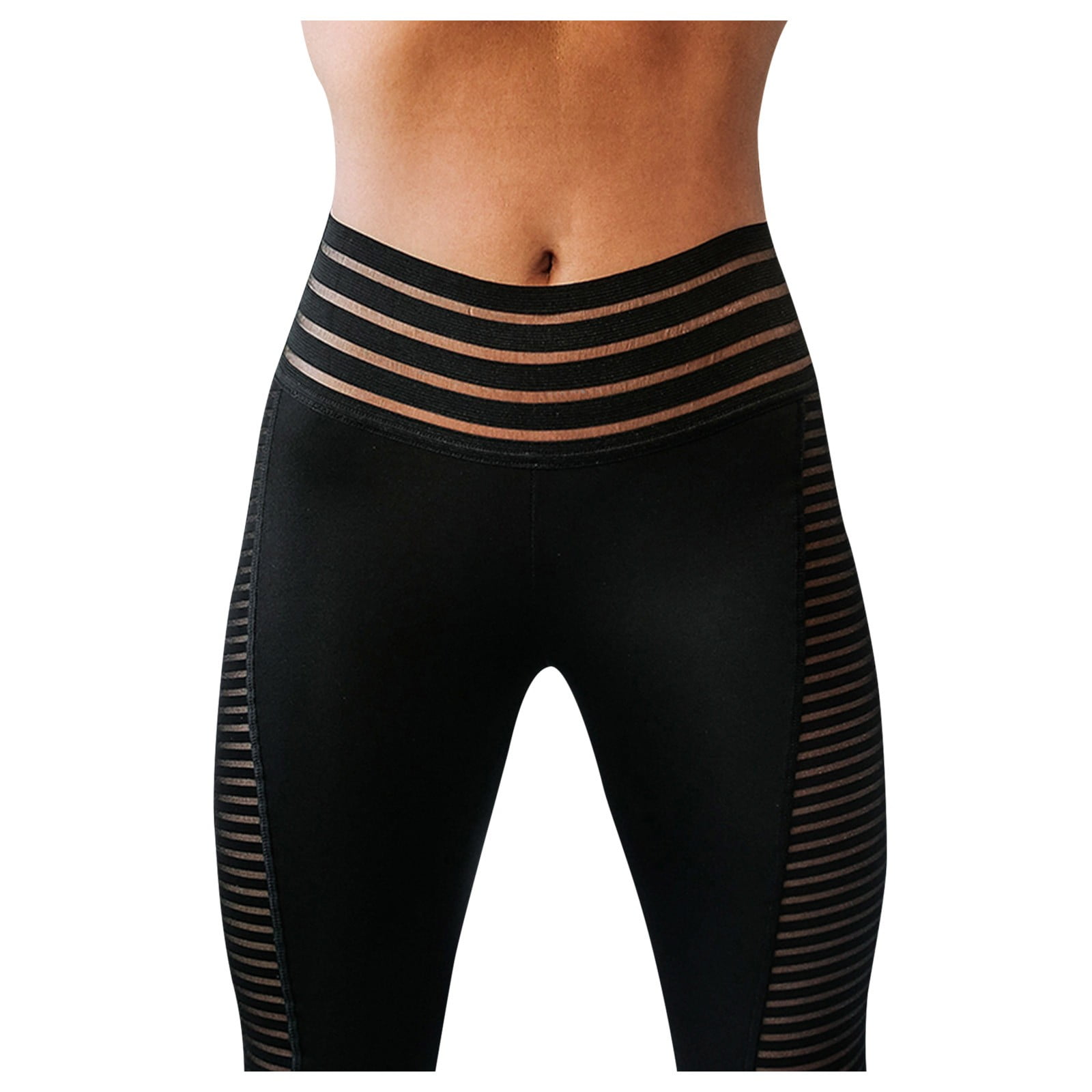YUEHAO Women's High Waist Mesh Splice Tight-Fitting Sweat Leggings Yoga  Pants Pants For Women Black 