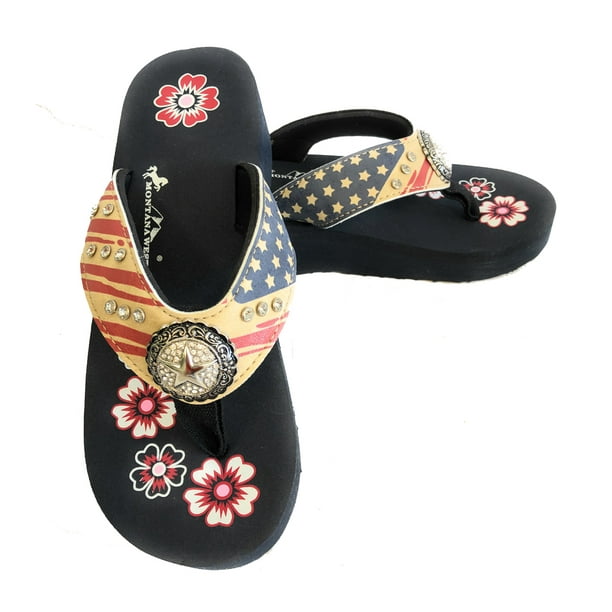 Montana West Montana West Women Flip Flops American Flag Rhinestone