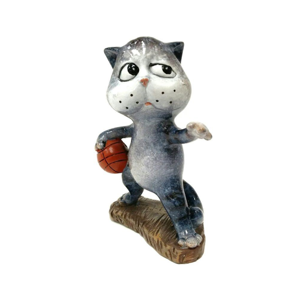 Cat Playing Basketball Figurine