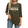 thumbnail image 3 of Camiseta de Cuello Redondo Impresa Casual de Manga 3/4 de Mujer Y Blusas, Tops de Moda de Otoño E Invierno, 3 of 7