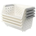 thumbnail image 7 of Drevy 4-Pack Plastic Stackable Storage Basket, Kitchen Stacking Organizer Basket, White, 7 of 7