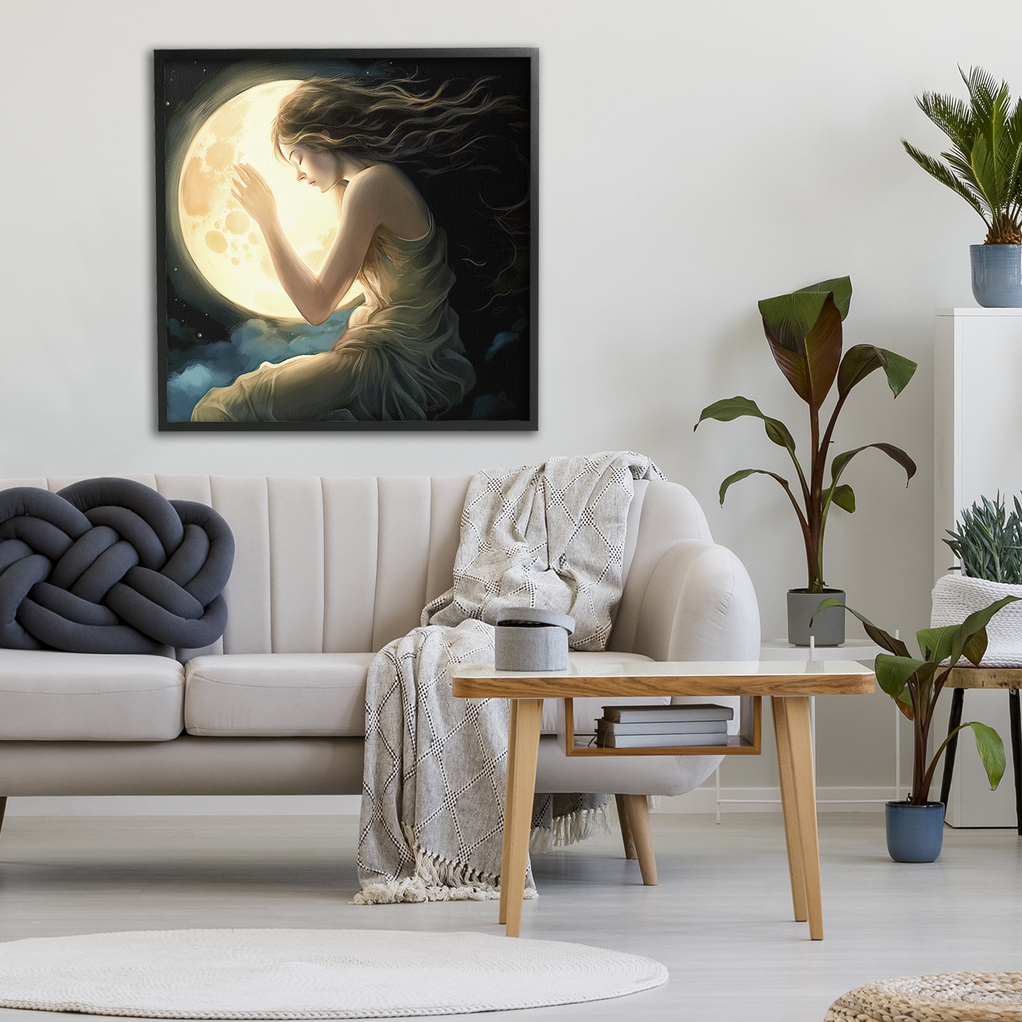 Ethereal Moon Love Black Framed Giclee Art, design by Sasha