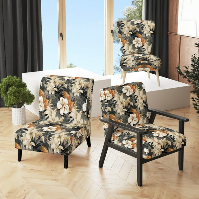 Designart « Mirage des Tropiques Neutres I » Beige Fauteuil d'Appoint Tropical Rembourré - Fauteuil Tropical pour Chambre