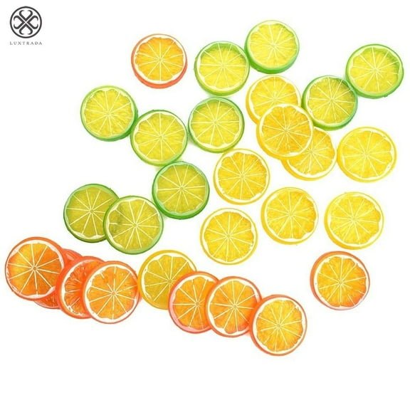 Luxtrada 10pcs Fake Lemon Slice Artificial Fruit Simulation Lifelike Model for Home Party Decoration