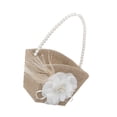thumbnail image 3 of Ounissouiy Cesta de flores de arpillera rústica con mango de perla Cesta de niña duradera y de moda con mango de perla cesta de flores Type3 NO3, 3 of 6