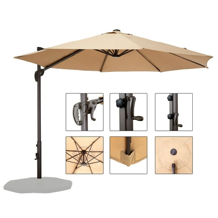 10ft Umbrella Outdoor Patio Sun Shade Cantilever Crank Canopy Hanging Roma