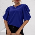 thumbnail image 2 of Camiseta holgada azul con mangas abullonadas y cuello redondo - Talla S Summer Chic, 2 of 8