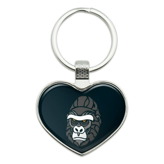 Gorilla Face Heart Love Metal Keychain Key Chain Ring