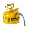 Justrite 7210220 1 Gallon, 5/8" Metal Hose, Steel Safety Can for Diesel, Type II, AccuFlow™, Yellow - 7210220