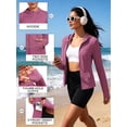 thumbnail image 3 of NELEUS Womens Hooded Athletic Jackets Workout Jacket Full Zip with Thumb Holes and Pockets,Rose Red,US Size L, 3 of 11