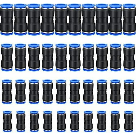 40 Pieces Straight Push Connectors, Push To Connect Fittings Quick Release Pneumatic Connectors Air Line Fittings Connect Air Hose Fittings, 2 Way