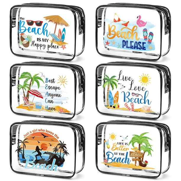 Cosmetic Cases SEAOYOZO 6 bolsas de maquillaje de playa transparentes de 20 x 15 cm