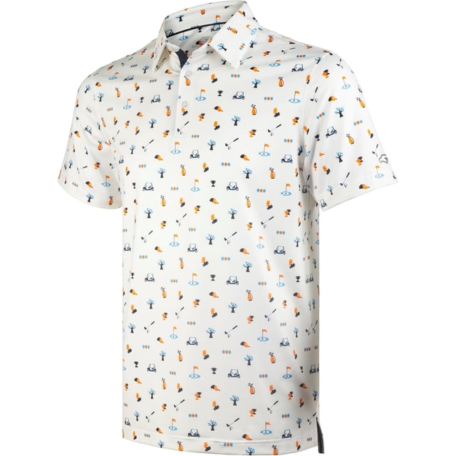 Chemises de Golf pour Hommes à Manches Courtes, Évacuation de l'Humidité, Ajustement Sec, Motifs Imprimés, Col à Revers, Performance Polo Chemises de Golf pour Hommes
