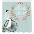 thumbnail image 3 of Ambesonne Flowers Shower Curtain, Bride Dress Bicycle, 69"Wx75"L, Charcoal Grey Pale Blue, 3 of 3
