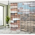 thumbnail image 5 of Ambesonne Rustic Shower Curtain, Old Wooden Farm Theme, 69"Wx70"L, Brown and Blue, 5 of 5