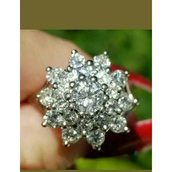 3.99Ct Round Cut Lab Created Diamond Women's Ring 14K White Gold Plated Silver