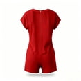 thumbnail image 6 of Womens Summer Casual Romper Short Sleeve Back Zipper Crewneck Shorts Overalls Jumpsuit with Pockets Outfits Red XXL(XXL), 6 of 8