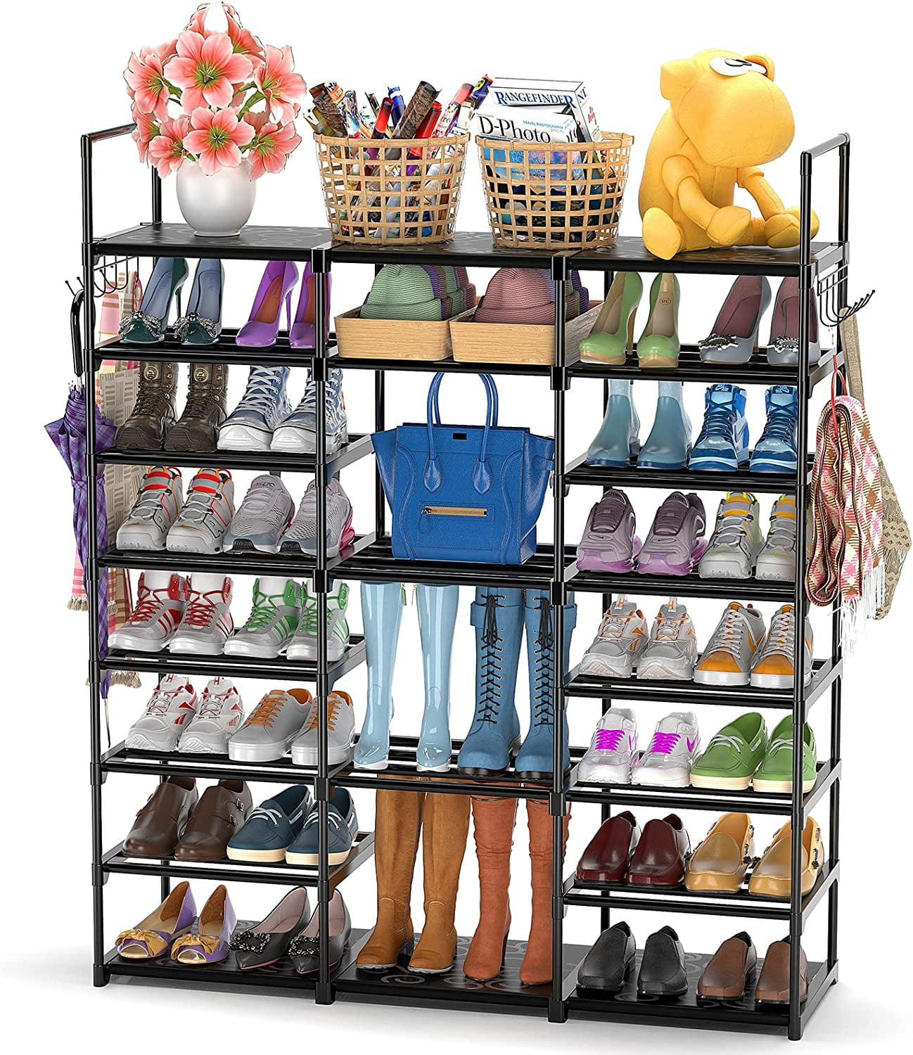 Big Shoe Rack, Garage Shoe Rack Large Capacity, Shoe Rack Two Rows  Versatile Hooks,organizer Storage Boot Rack Shelf 24-35 Pairs - Shoe  Cabinets - AliExpress