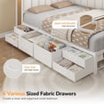 thumbnail image 6 of Corner Bed Frame Twin Size with 6 Storage Drawers, Charging Station & RGB Led Lights, Metal Daybed with Upholstered Guardrail and Storage Shelves, Twin Platform Bed Frame for Teens/Adult, White, 6 of 9