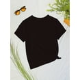 thumbnail image 2 of Girls' Summer Casual Cotton T-Shirt with Number 7 Print, Crew Neck, Knit Fabric Top with Random Pattern - 95% Cotton, 5% Spandex, 2 of 7