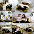 thumbnail image 5 of Farmhouse Vintage Duvet Cover Set Full Size, Sunflowers Floral Botanical Black Background 4 Piece Soft Microfiber Bedding Set with 1 Duvet Cover, 1 Flat Sheet, 2 Pillowcases, 5 of 9