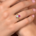 thumbnail image 4 of Gem Stone King 18K Yellow Gold Plated Silver Pink Created Sapphire Sky Blue Aquamarine and White Lab Grown Diamond Ring for Women (1.56 Cttw, Heart Shape 6MM, Gemstone Birthstone, Size 5), 4 of 6