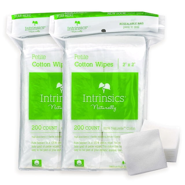 Cotton Squares Intrinsics Petite, 400 unidades, 2 x 2, 4 capas, absorbencia