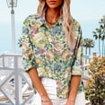 thumbnail image 2 of LYXSSBYX Long Sleeve Shirts for Women Hot Sale Womens Button Linen Shirts Floral Plaid Print V Neck Roll up Long Sleeve Blouses Loose Collared Shirt Casual Work Tops, 2 of 8