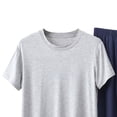 thumbnail image 6 of PIWHJQK 2 Pieces Men Pajama Set Elastic Waist Sleepwear Men's Solid Crew Neck Tee Elastic Pocket Shorts 2 Piece Pajama Men Sleepwear, 6 of 6