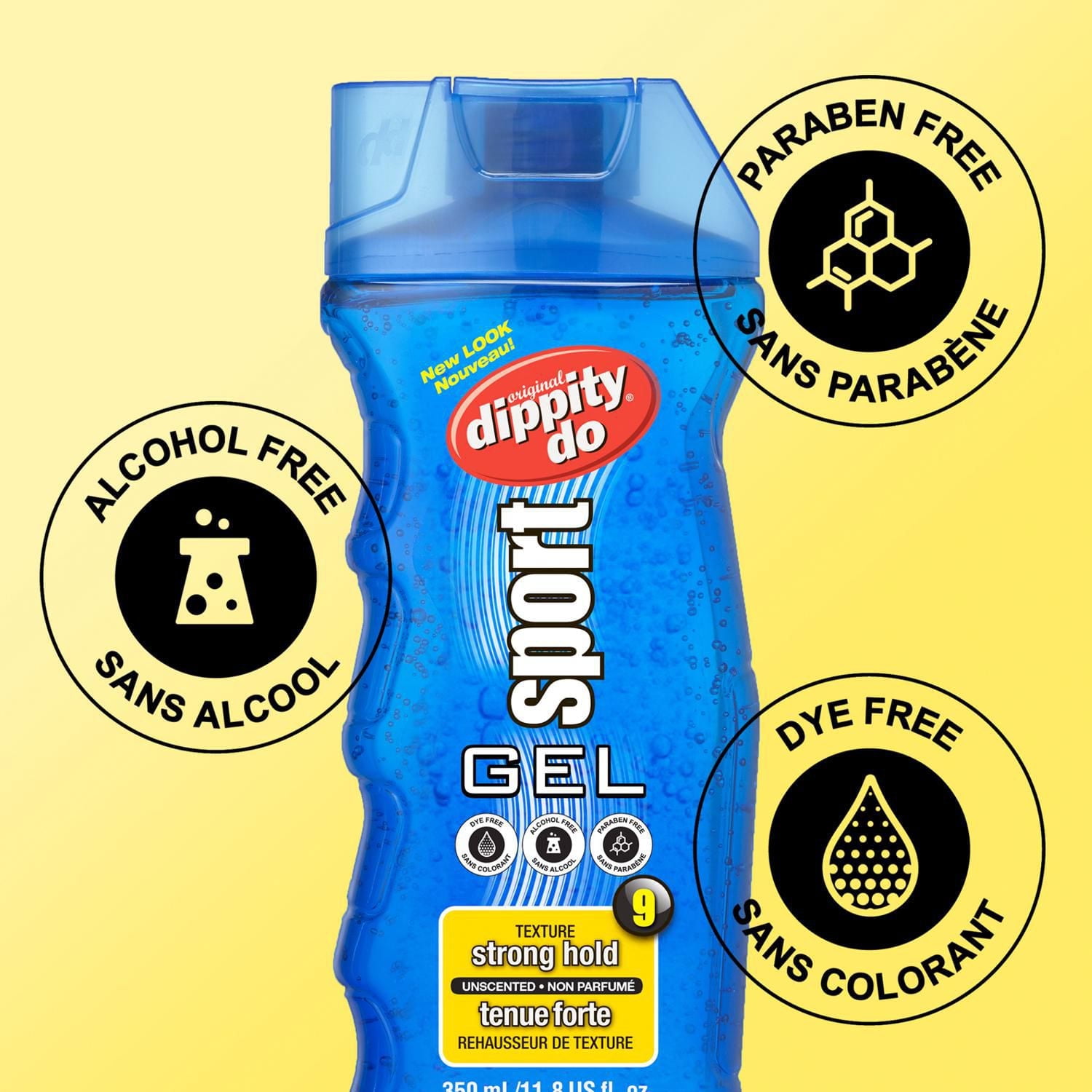 Gel SPORT dippity doMD – non parfumé – donne de la texture et de la définition à vos cheveux – tenue forte de niveau 9 350ml, Non Parfumé