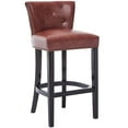 thumbnail image 2 of S-HOME Leather Upholstered Bar Stools Set of 2 Brown Fixed Height 29.5 Inch Chairs for Kitchen and Dining, 2 of 10