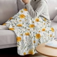 thumbnail image 3 of Spring Daisy Blanket Soft Cozy Warm Throw Blanket for Couch, Plush Fuzzy Flannel Fleece Blankets for Sofa, Country Watercolor Yellow White Floral Leaf Bed Blankets Lightweight Gifts for Men, 32"x48", 3 of 9