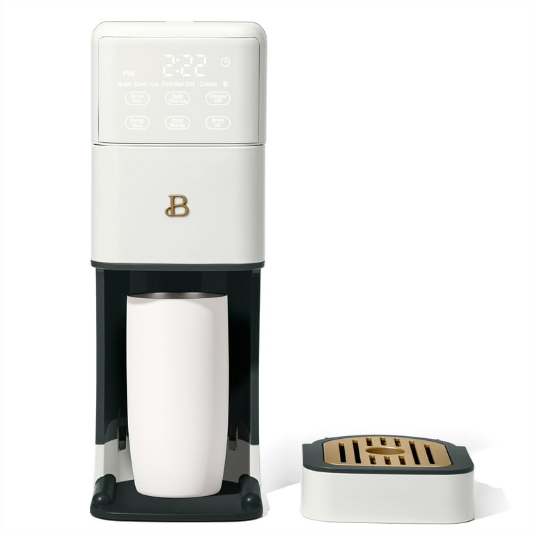 Beautiful Perfect Grind Programmable Single Serve Coffee Maker, White Icing by Drew Barrymore