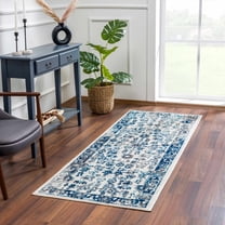 Hauteloom Istanbul Collection Bohemian, Boho Runner Rug for Living Room Bedroom - Traditional Oriental Style - Vintage Distressed - Blue, Grey, Beige - 2'7" x 7'3"