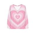 thumbnail image 5 of Long Sleeve Tops for Women Love Hearts Print Valentines Day T-Shirts V Neck Graphic Tee Shirt Festive Outfits (M, Pink #A), 5 of 5