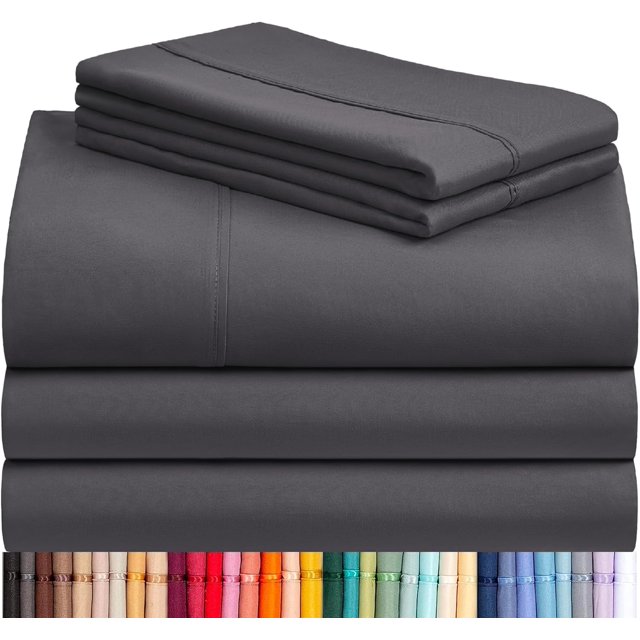 Ensemble de Draps PC Grand Draps de Lit Format Grand Poches Profondes ” Draps Rafraîchissants Anti-Froissement Lavables à la Machine Literie d'Hôtel Soyeux Doux Grand
