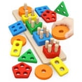 thumbnail image 1 of Pebira Montessori Juguetes para niños de 1 a 3 años Niñas Niños pequeños Juguetes de madera para clasificar y apilar para niños pequeños y niños Juguetes educativos preescolares Reconocimiento de colo, 1 of 7