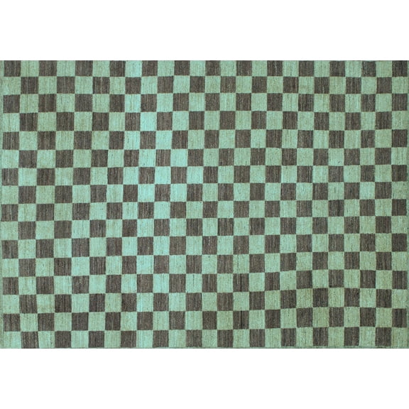 Ahgly Company Indoor Rectangle Checkered Light Blue Modern Area Rugs, 5' x 7'
