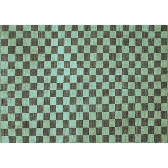Ahgly Company Indoor Rectangle Checkered Light Blue Modern Area Rugs, 2' x 5'