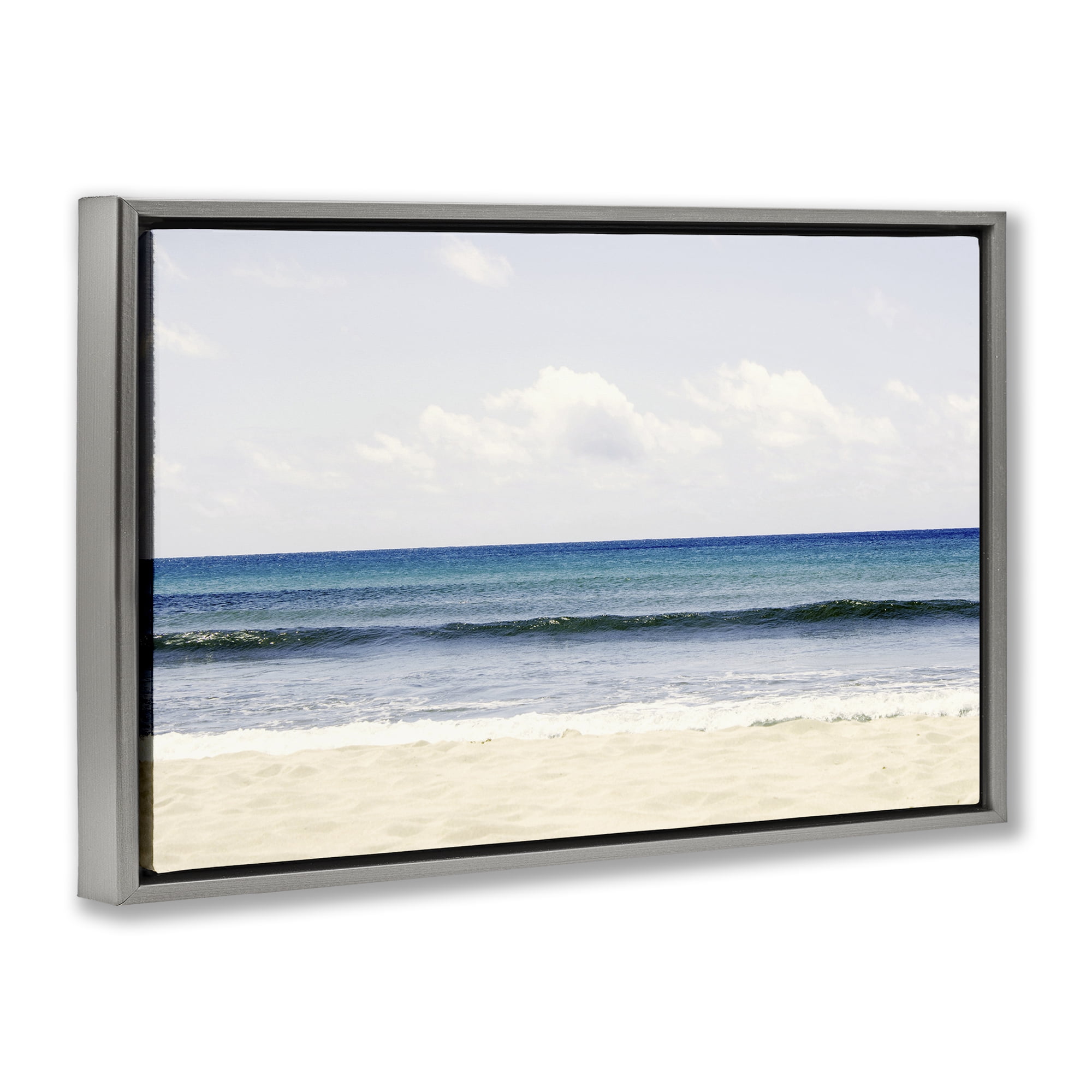 Stupell Industries Summer Seaside Escape Gray Framed Floater Canvas Wall Art, design by Gemma Bardot