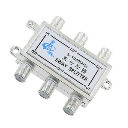 Metal 5 Way Coaxial Cable Splitter for Satellite TV Antenna Signals 5-2050MHz