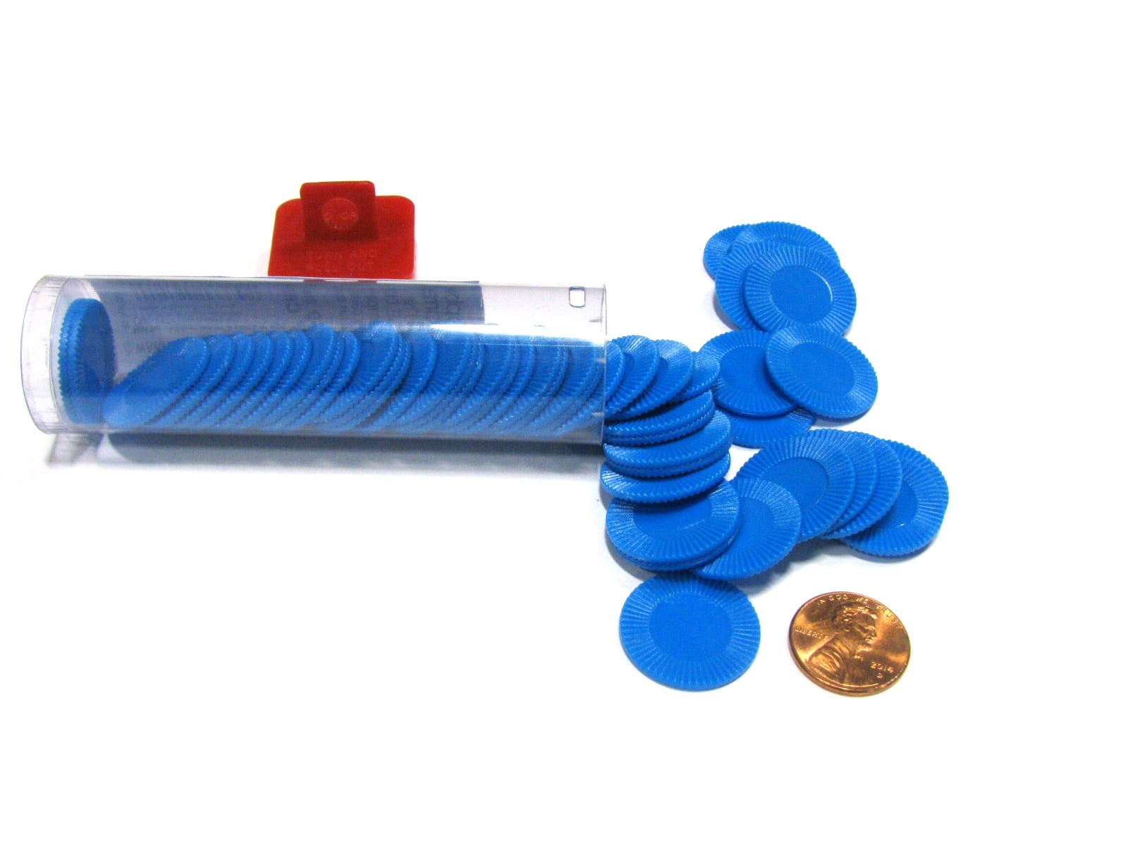 Koplow Games Set of 50 7/8" Easy Stacking Plastic Mini Playing Poker Chips Blue 13379
