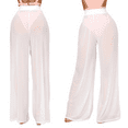 thumbnail image 1 of Douhoow Women Wide Leg Mesh Sheer Pants See Through Loose Beach Cover Up Trousers, 1 of 8