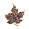 thumbnail image 1 of Broche Feuille d'Érable en Strass Diamant Coloré pour Femmes, 1 of 5