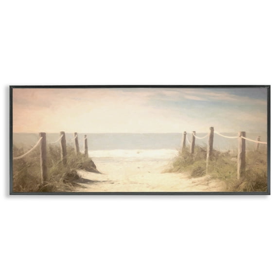 Stupell Industries Dreamy Coastal Walkway Landscape & Nature Painting Black Framed Art Print Wall Art, 24 x 10