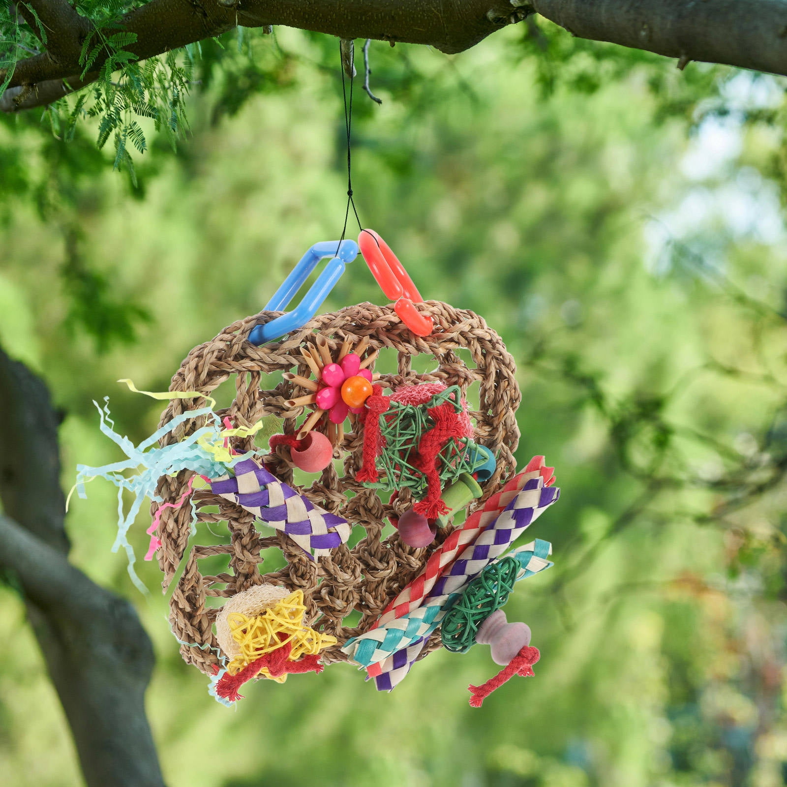 ETHZZLE Bird Cage Accessory Multi-Color Woven Climbing Mat for Parrots