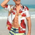 thumbnail image 7 of Kll Men'S Hawaiian Shirt Short Sleeve Button Down Beach Shirts-Bullfinch On Branch, 7 of 7