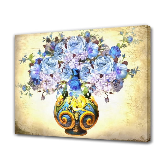 Póster de lienzo con un exquisito jarrón lleno de flores, decoración para dormitorio, paisaje deportivo, decoración para oficina, regalo, estilo marco, 12 x 18 pulgadas (30 x 45 cm)