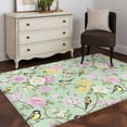thumbnail image 3 of Sage Green Spring Floral Area Rugs 4'x6', Small Throw Rugs for Office Bathroom, Elegant Farmhouse Flowers Birds Watercolor Indoor Outdoor Rug Non-Slip Low Pile Carpet Runner Reversible Floor Mats, 3 of 8